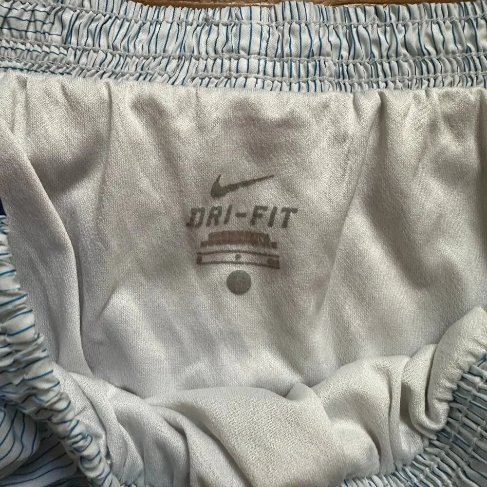 Nike Dri-fit blue white pin striped pink trim lined running shorts‎ SIZE S